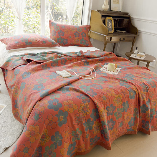 Couette réversible « Splendid Flower » en coton jacquard