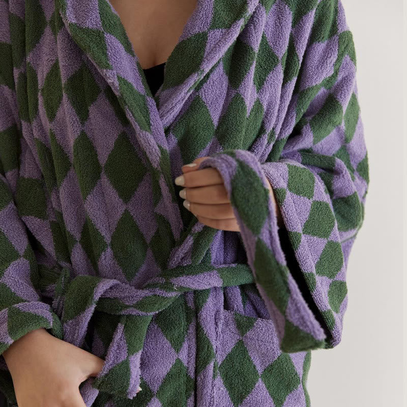 Peignoir vintage en coton à longues fibres avec capuche