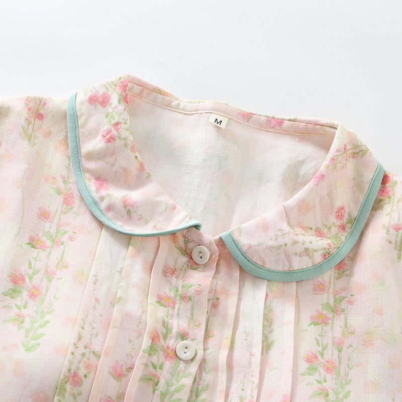 Ensemble de vêtements de nuit rembourrés en fibre de bambou à motif floral