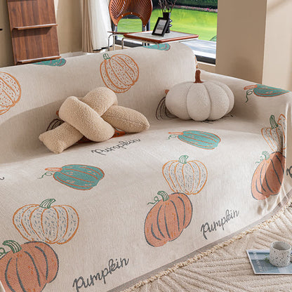 Housse de canapé en chenille avec citrouille d'Halloween