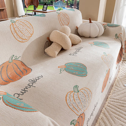 Housse de canapé en chenille avec citrouille d'Halloween