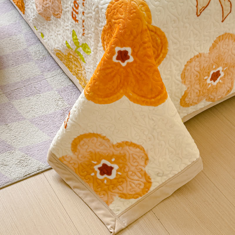 Parure de lit en velours à fleurs lumineuses (4 pièces)