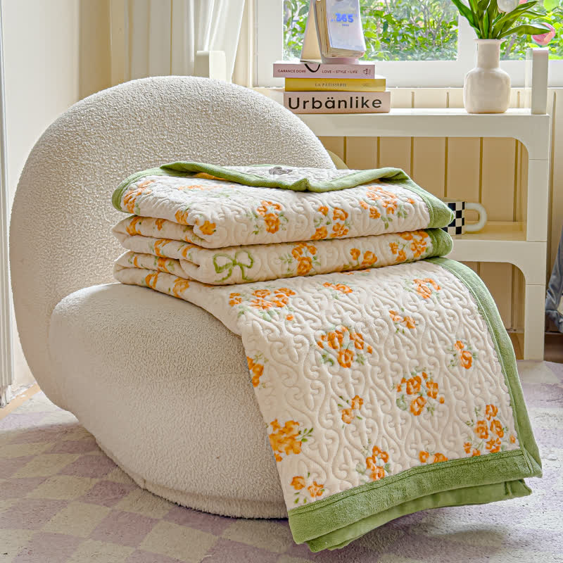 Parure de lit en velours chaud Refresh Flower (4 pièces)