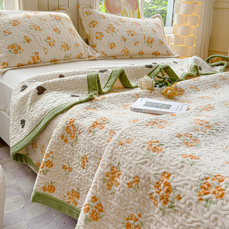 Parure de lit en velours chaud Refresh Flower (4 pièces)