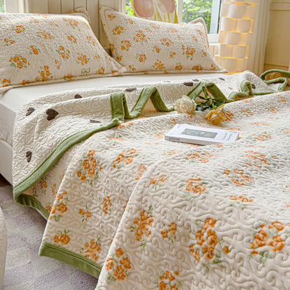 Parure de lit en velours chaud Refresh Flower (4 pièces)