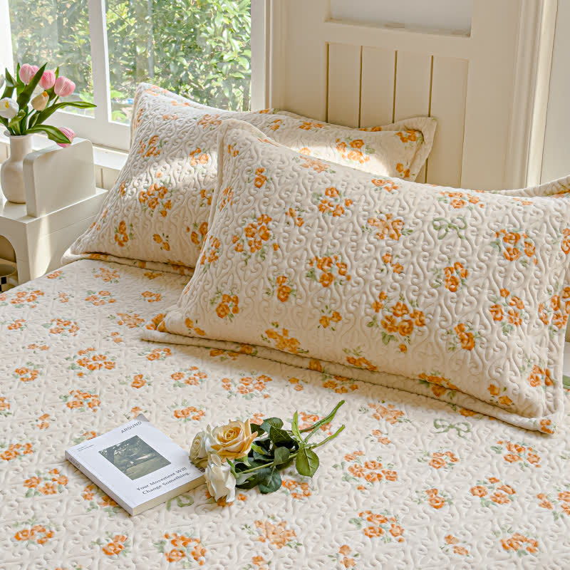 Parure de lit en velours chaud Refresh Flower (4 pièces)