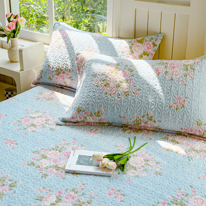 Parure de lit d'hiver avec un élégant motif floral en velours (4 pièces)