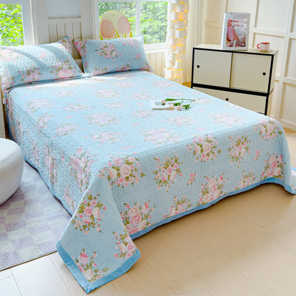 Parure de lit d'hiver avec un élégant motif floral en velours (4 pièces)