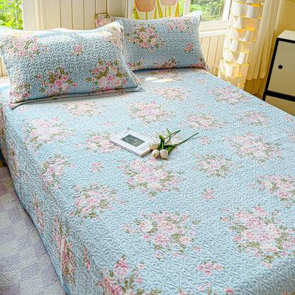 Parure de lit d'hiver avec un élégant motif floral en velours (4 pièces)