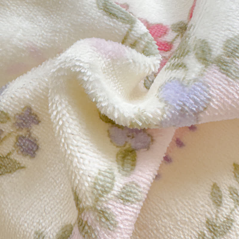 Parure de lit hivernale et douce avec motif pastoral en velours (4 pièces)