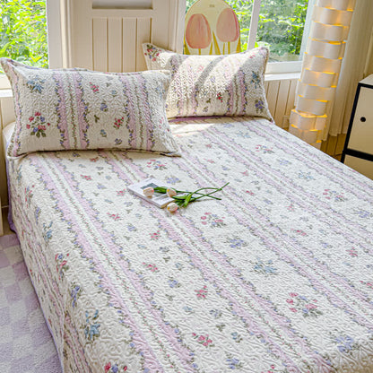 Parure de lit hivernale et douce avec motif pastoral en velours (4 pièces)
