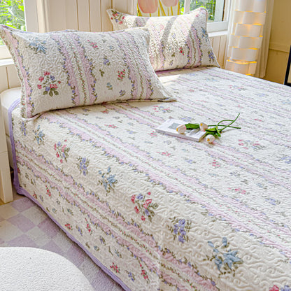 Parure de lit hivernale et douce avec motif pastoral en velours (4 pièces)