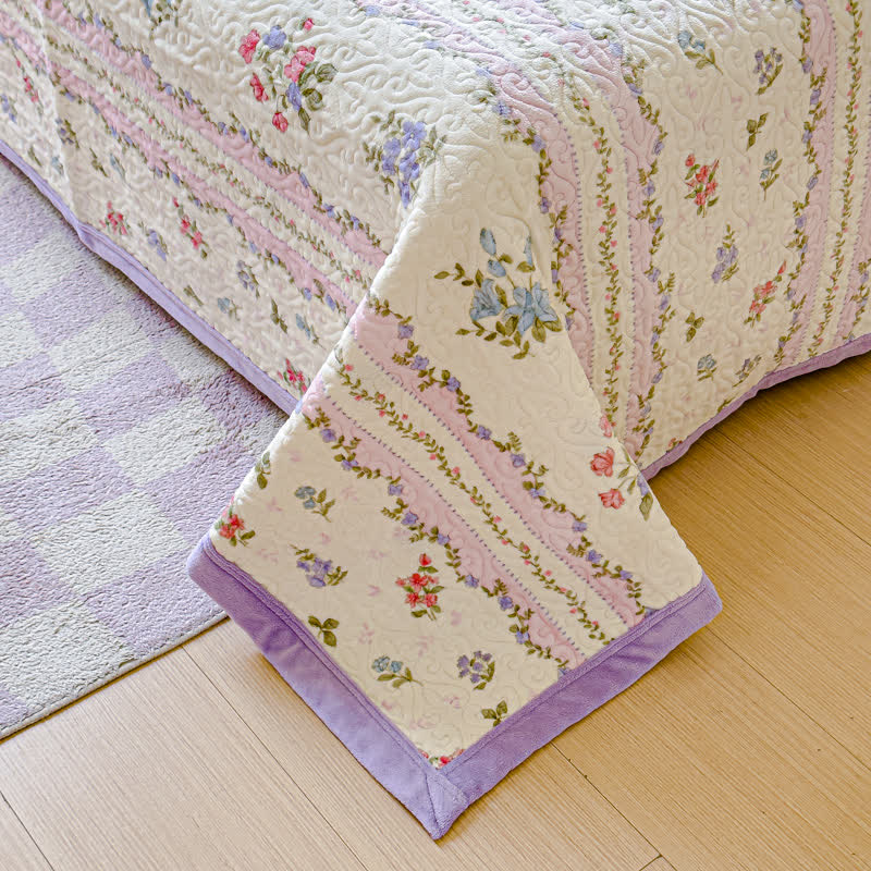 Parure de lit hivernale et douce avec motif pastoral en velours (4 pièces)