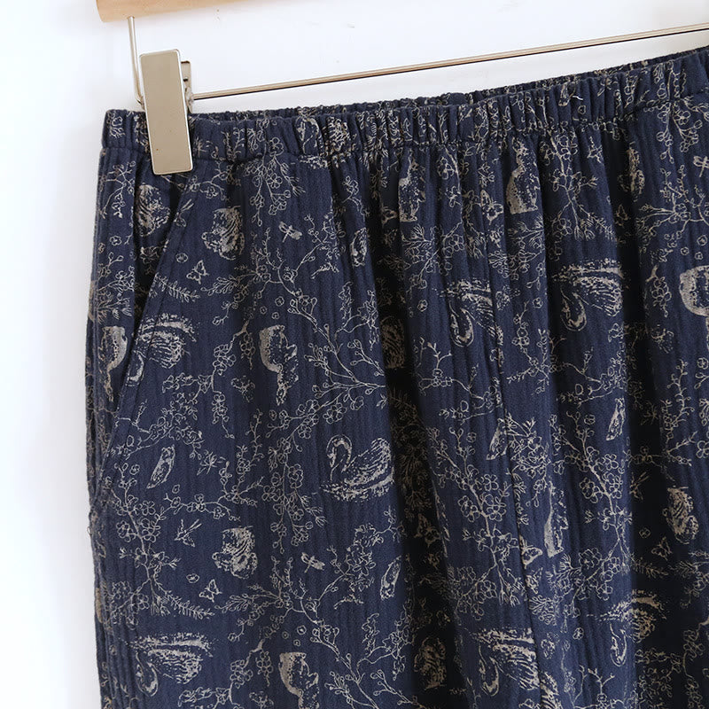 Ensemble pyjama en coton country avec fleurs de cygne