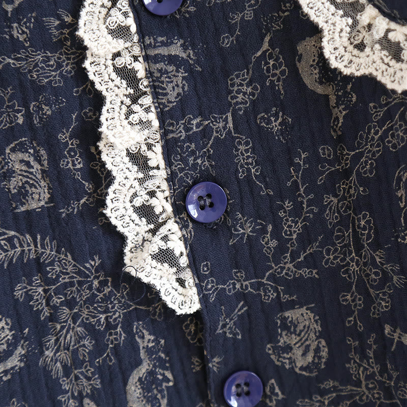 Ensemble pyjama en coton country avec fleurs de cygne