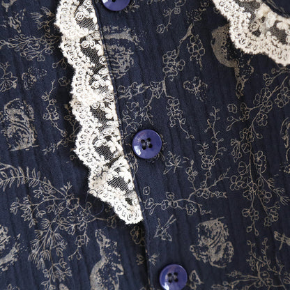 Ensemble pyjama en coton country avec fleurs de cygne