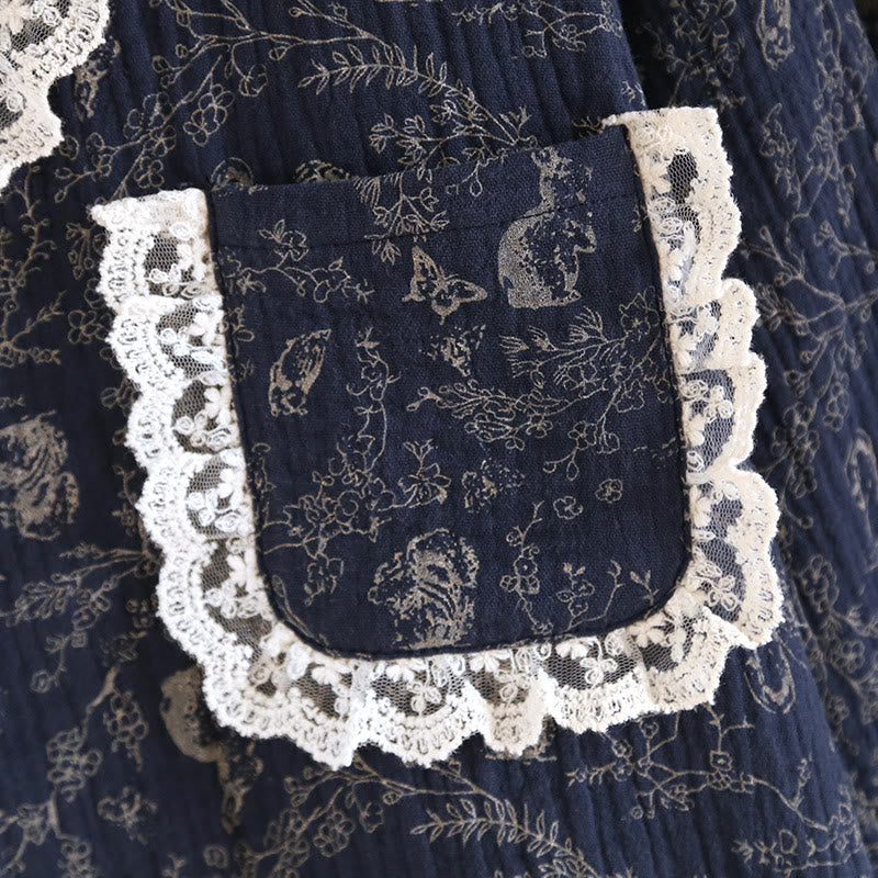 Ensemble pyjama en coton country avec fleurs de cygne