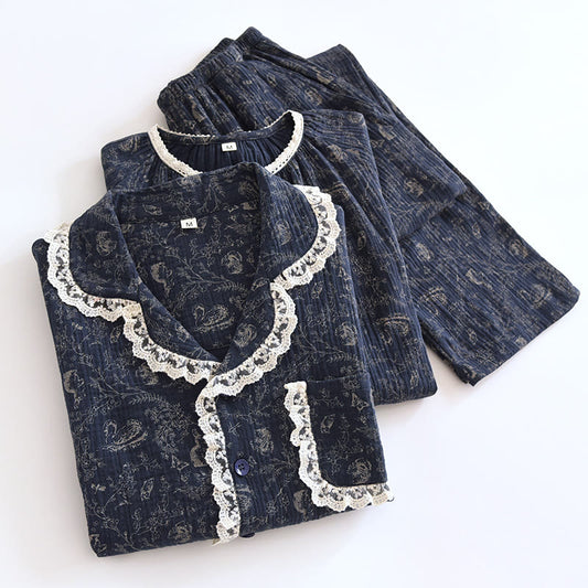 Ensemble pyjama en coton country avec fleurs de cygne