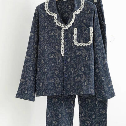 Ensemble pyjama en coton country avec fleurs de cygne