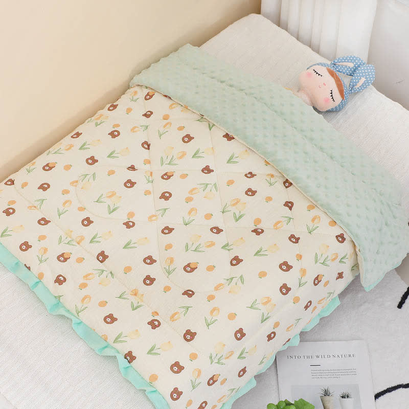 Belle couverture pour bébé avec motif ours tulipe