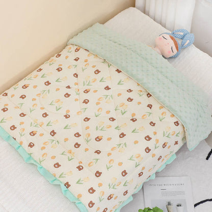 Belle couverture pour bébé avec motif ours tulipe