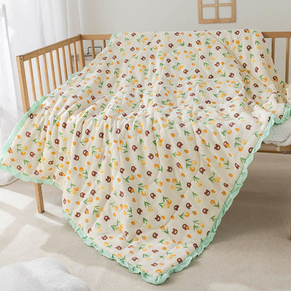 Belle couverture pour bébé avec motif ours tulipe