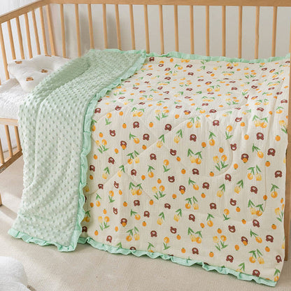 Belle couverture pour bébé avec motif ours tulipe