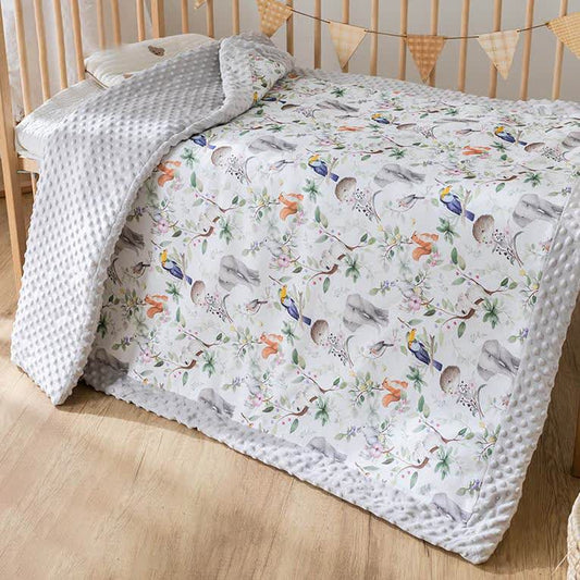 Couverture bébé confortable avec motif animal et floral