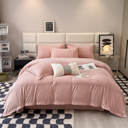 Parure de lit en flanelle moelleuse et de couleur unie (4 pièces)