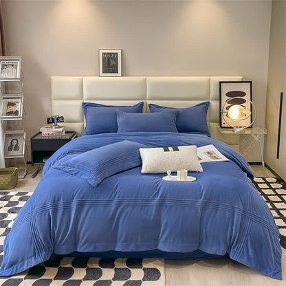 Parure de lit en flanelle moelleuse et de couleur unie (4 pièces)