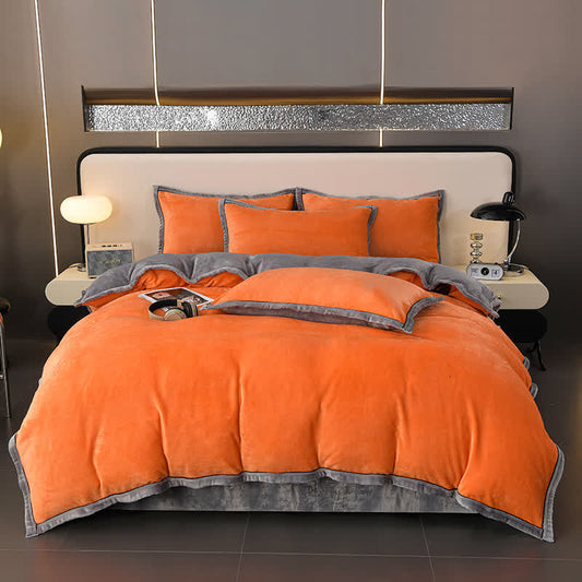 Parure de lit d'hiver en polaire de couleur unie (4 pièces)