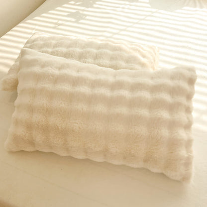 Parure de lit avec housse de couette en polaire moelleuse (4 pièces)