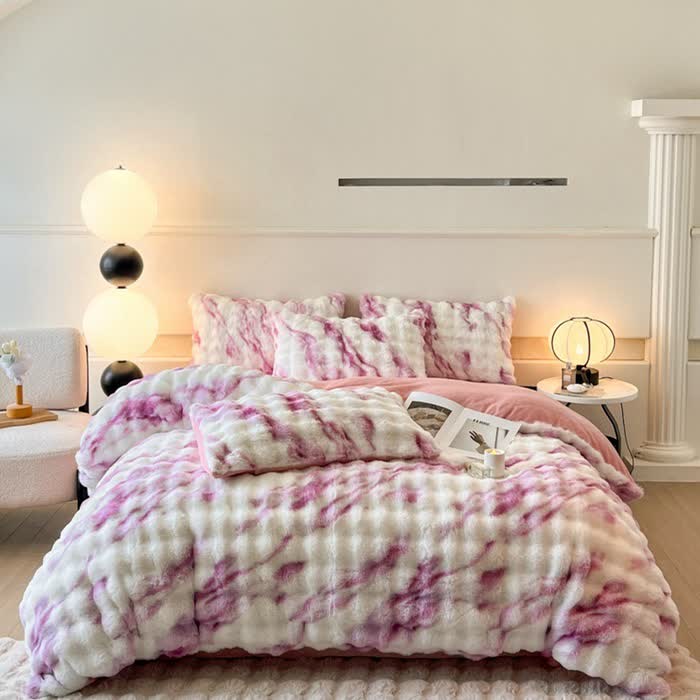 Parure de lit d'hiver luxueuse en polaire pelucheuse (4 pièces)