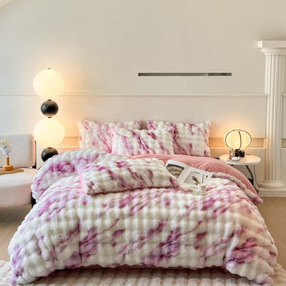 Parure de lit d'hiver luxueuse en polaire pelucheuse (4 pièces)