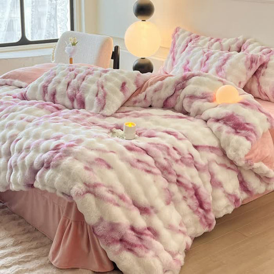 Parure de lit d'hiver luxueuse en polaire pelucheuse (4 pièces)