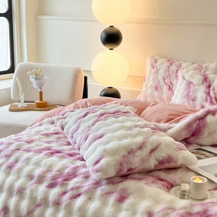 Parure de lit d'hiver luxueuse en polaire pelucheuse (4 pièces)