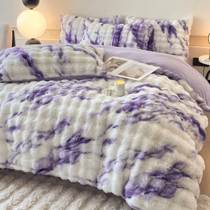 Parure de lit d'hiver luxueuse en polaire pelucheuse (4 pièces)