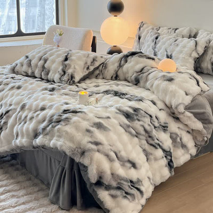 Parure de lit d'hiver luxueuse en polaire pelucheuse (4 pièces)