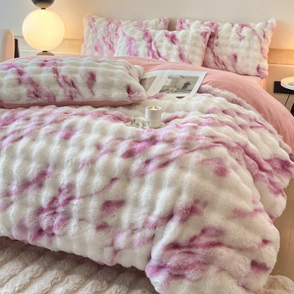 Parure de lit d'hiver luxueuse en polaire pelucheuse (4 pièces)
