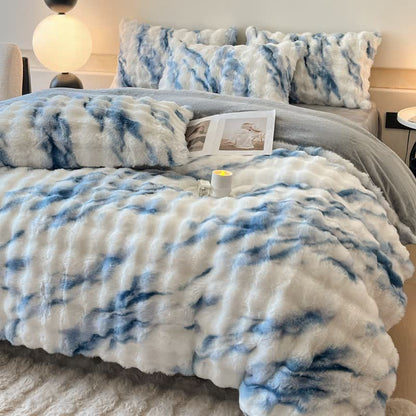 Parure de lit d'hiver luxueuse en polaire pelucheuse (4 pièces)