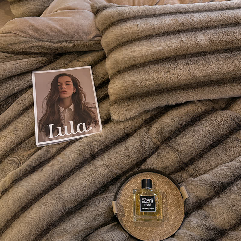 Ensemble de literie luxueux en polaire pelucheuse vintage (4 pièces) - image 9