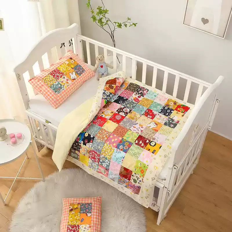 Couverture bébé patchwork en pur coton à motif floral