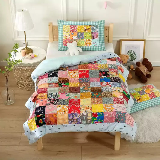 Couverture bébé patchwork pastorale en pur coton