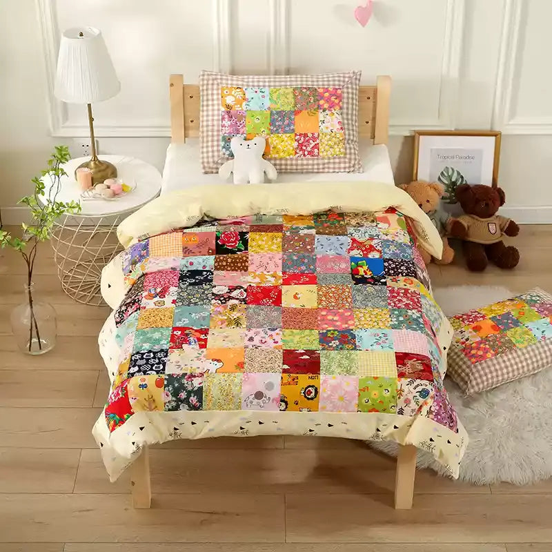 Couverture bébé patchwork pastorale en pur coton