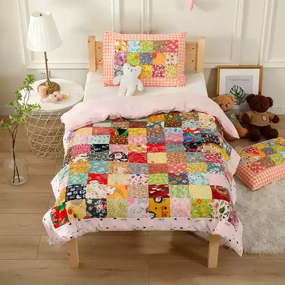 Couverture bébé patchwork pastorale en pur coton