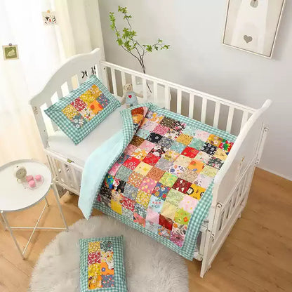 Couverture bébé patchwork en pur coton à motif à carreaux