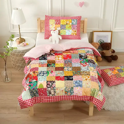 Couverture bébé patchwork en pur coton à motif à carreaux