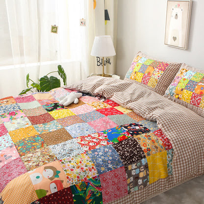 Couverture bébé patchwork en pur coton à motif à carreaux