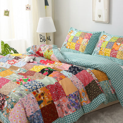 Couverture bébé patchwork en pur coton à motif à carreaux