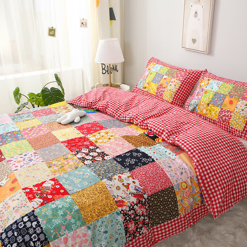 Couverture bébé patchwork en pur coton à motif à carreaux